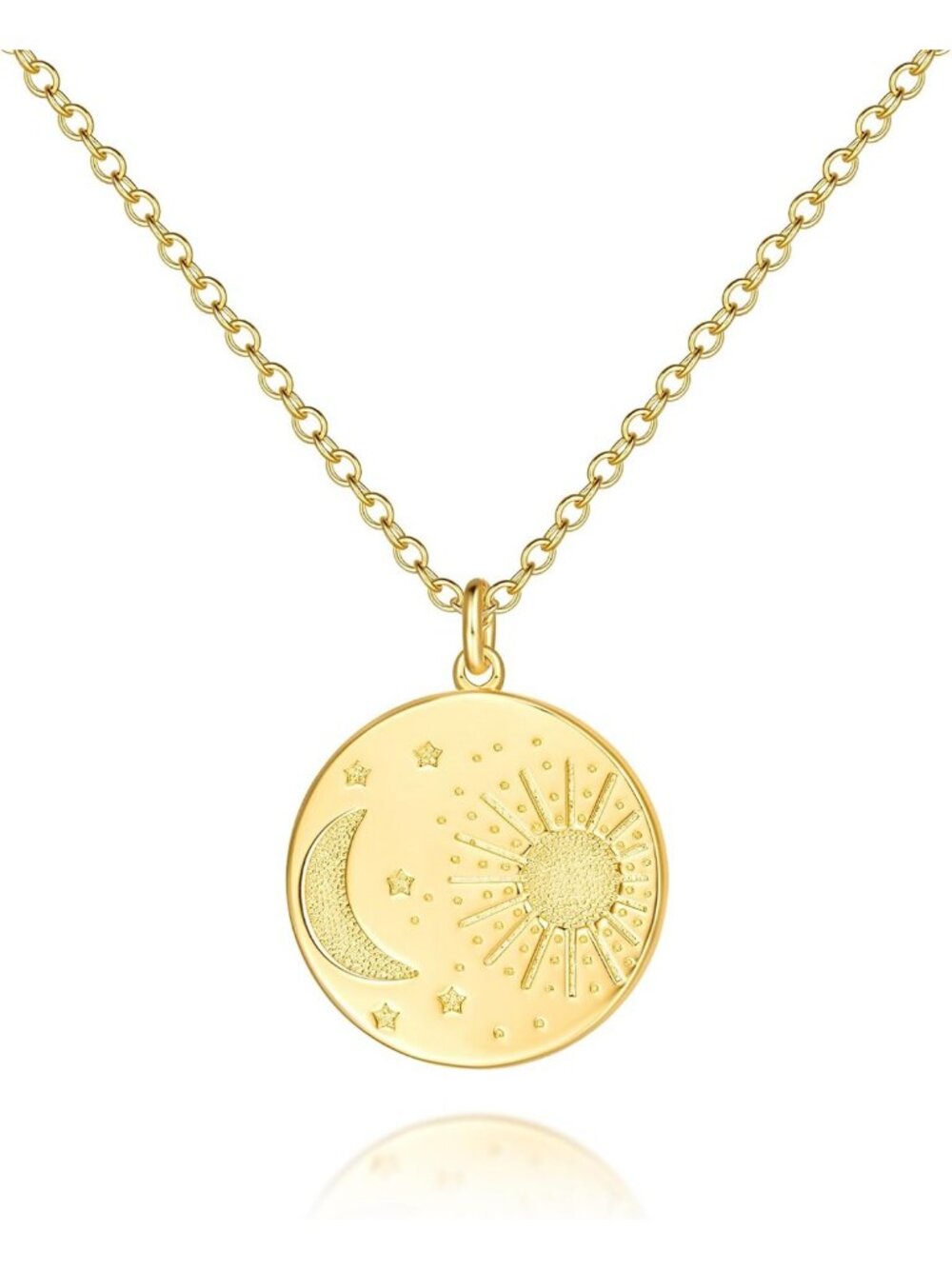 Elegant 14K Gold Coin Pendant Necklace for Women - Dainty Layering Jewelry